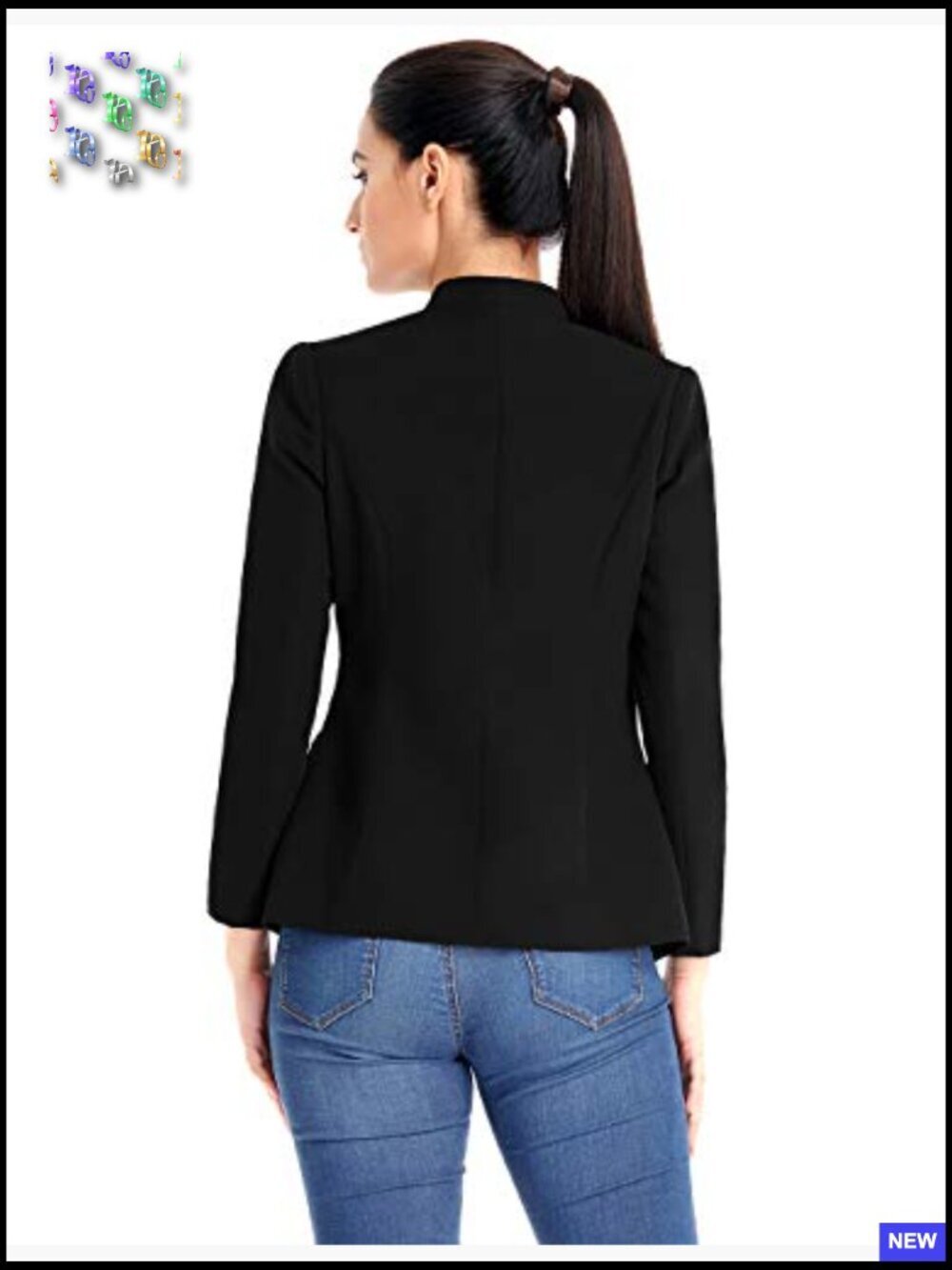 Business Casual Blazer Open Front Cardigan Buttons Pockets Chic Work Wear - Picture 2 of 7